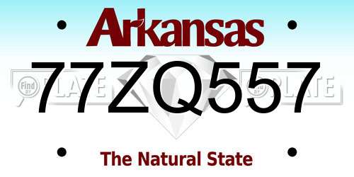 77ZQ557 Arkansas License Plate