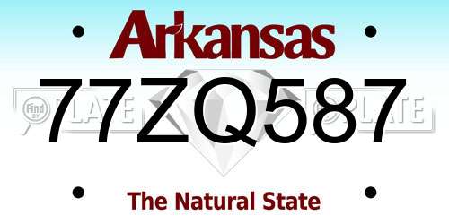 77ZQ587 Arkansas License Plate