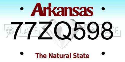 77ZQ598 Arkansas License Plate