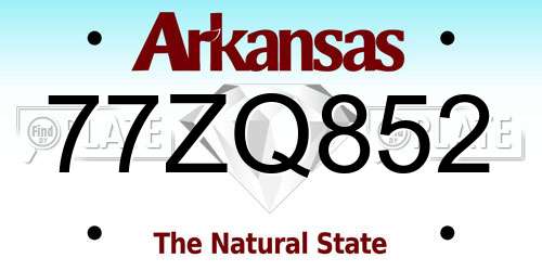 77ZQ852 Arkansas License Plate