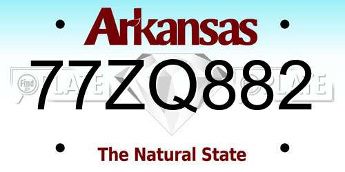 77ZQ882 Arkansas License Plate