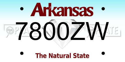 7800ZW Arkansas License Plate