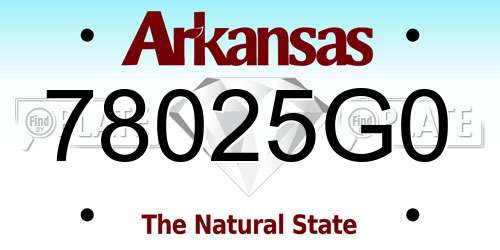 78025G0 Arkansas License Plate