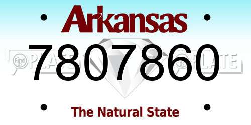 7807860 Arkansas License Plate