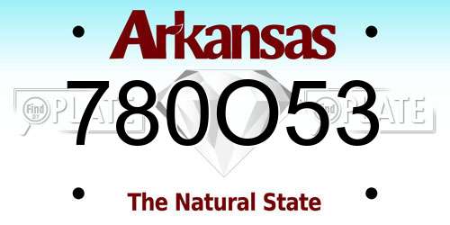 780O53 Arkansas License Plate