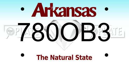 780OB3 Arkansas License Plate