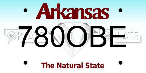 780OBE Arkansas License Plate