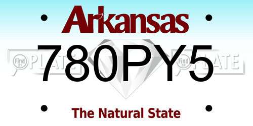 780PY5 Arkansas License Plate