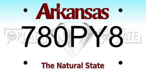 780PY8 Arkansas License Plate