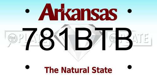 781BTB Arkansas License Plate