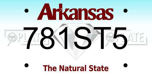 781ST5 Arkansas License Plate