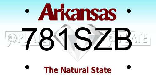 781SZB Arkansas License Plate