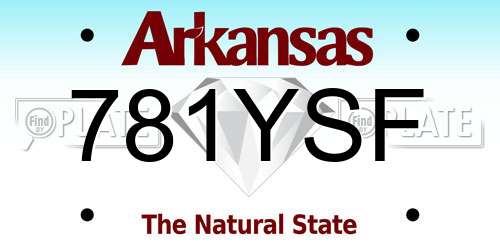 781YSF Arkansas License Plate