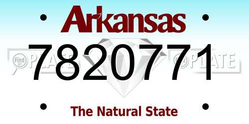 7820771 Arkansas License Plate
