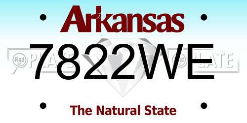 7822WE Arkansas License Plate