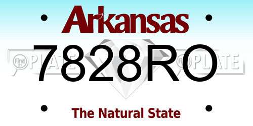 7828RO Arkansas License Plate