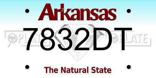 7832DT Arkansas License Plate