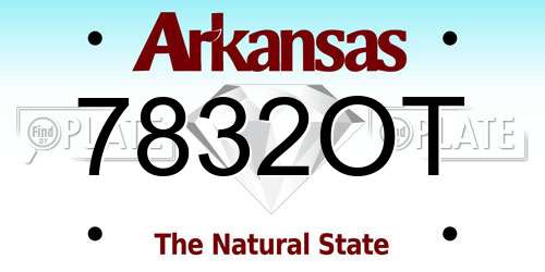 7832OT Arkansas License Plate