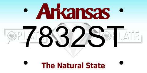 7832ST Arkansas License Plate