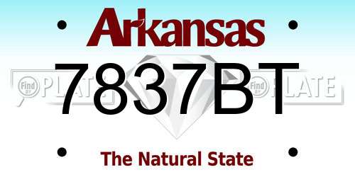 7837BT Arkansas License Plate