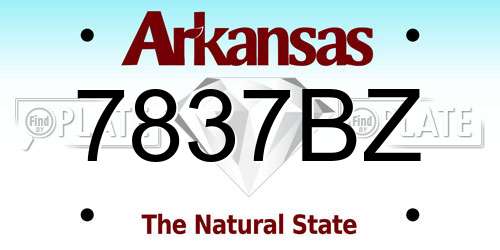 7837BZ Arkansas License Plate
