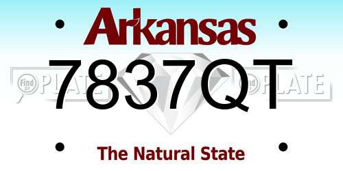 7837QT Arkansas License Plate