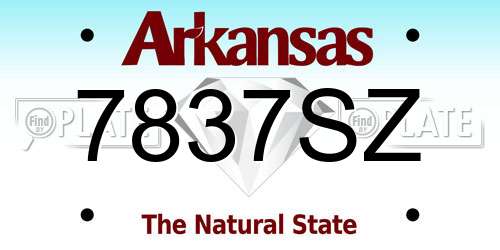 7837SZ Arkansas License Plate