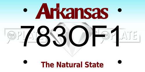 783OF1 Arkansas License Plate