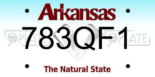 783QF1 Arkansas License Plate