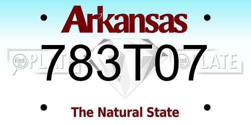783T07 Arkansas License Plate