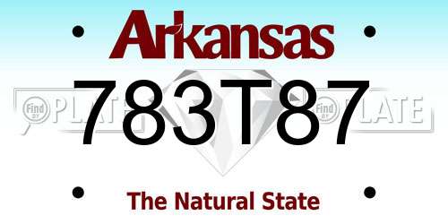 783T87 Arkansas License Plate