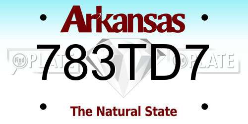 783TD7 Arkansas License Plate
