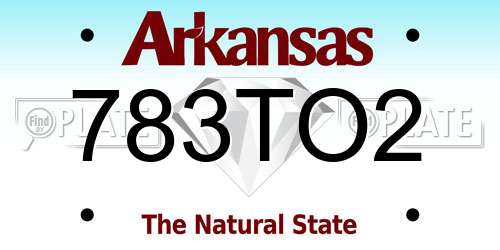 783TO2 Arkansas License Plate