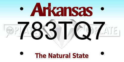 783TQ7 Arkansas License Plate