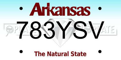 783YSV Arkansas License Plate