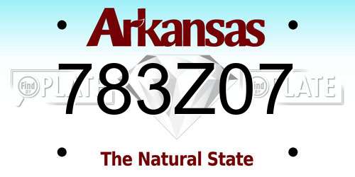 783Z07 Arkansas License Plate