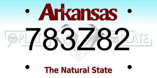 783Z82 Arkansas License Plate