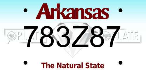 783Z87 Arkansas License Plate