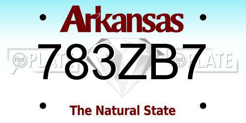 783ZB7 Arkansas License Plate