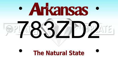 783ZD2 Arkansas License Plate