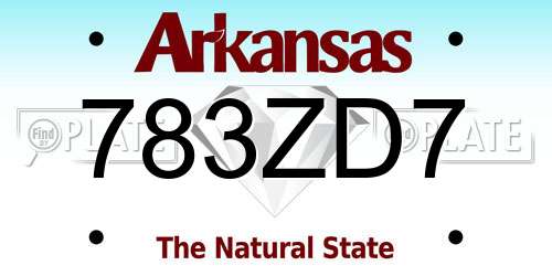 783ZD7 Arkansas License Plate