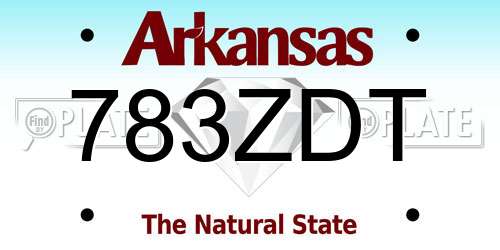 783ZDT Arkansas License Plate