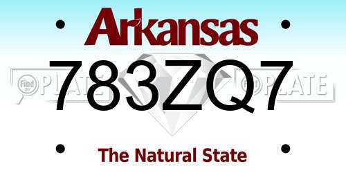 783ZQ7 Arkansas License Plate
