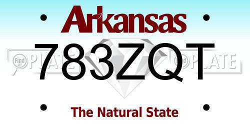 783ZQT Arkansas License Plate