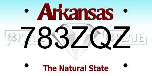783ZQZ Arkansas License Plate