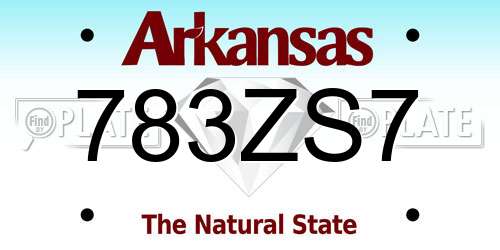 783ZS7 Arkansas License Plate