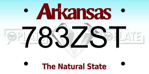 783ZST Arkansas License Plate