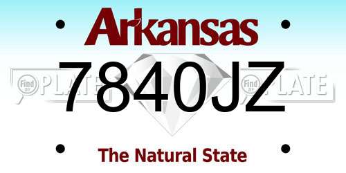 7840JZ Arkansas License Plate