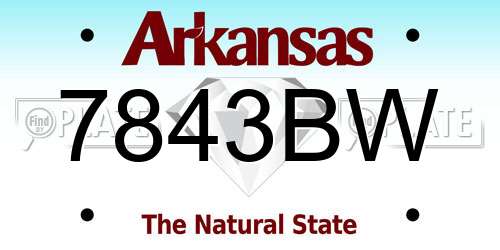 7843BW Arkansas License Plate