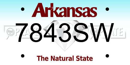 7843SW Arkansas License Plate